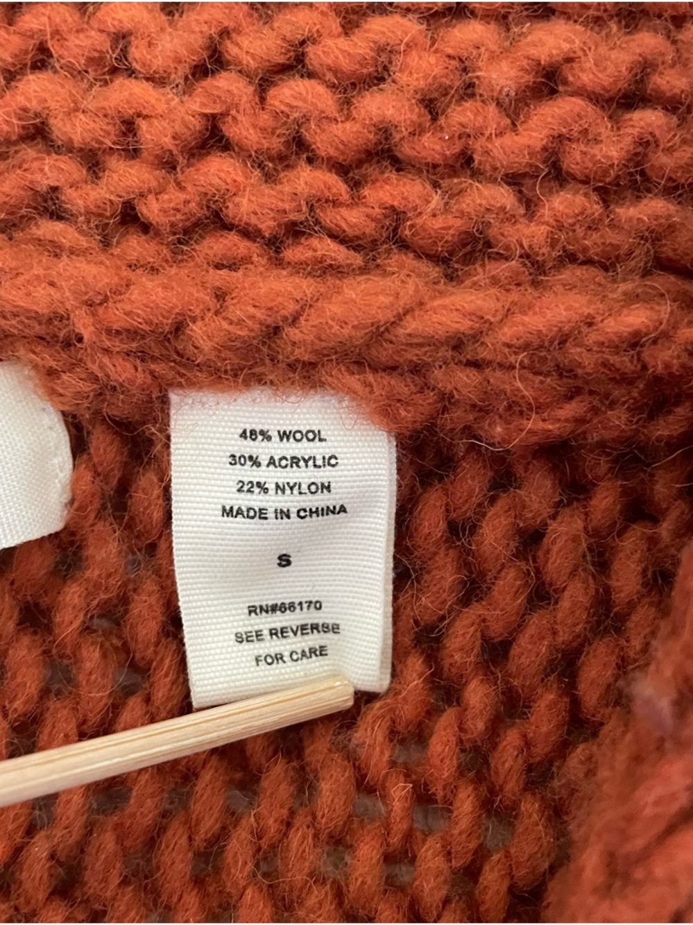 Anthropologie Hooded Chunky Knit Cropped Cardigan Rust Fall Colors Boho - Picture 6 of 16